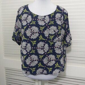 Anthropologie Meadow Rue Top Zane FLoral Layered Short‎ Sleeve Tee Womens Small